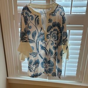 Chic Blue Floral Women's Blouse